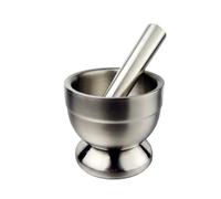 Xgdsnly Mortier et Pilon Presse Ail Broyeur Pilon Acier Inoxydable Brossé avec Couvercle Silicone Stabilité sur de Travail Broyage des Herbes et Graines Adapté à la Assaisonnements Cadeaux, Grand