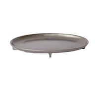 Xgdsnly Plateau Ovale en Aluminium Élégant Plateau avec Surface Texturée Bas pour Table Basse, 27.5 X 27.5 X H2 Cm, Nouveau Style Chinois, Petit Plateau Ovale Martelé en Aluminium Doré