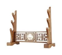 Xgdsnly Porte-épée Présentoir Bois Samouraï Rack Flûtes Organisateur avec Crochets Support pour Décoration Unique Adapté à Hommes Exposition Bureau, 3 Niveaux