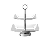 Xgdsnly Présentoir à Gâtea à 2 Étages Entretien Facile Présentoir à sserts à Étages Robuste Plat Service à Double Plateau pour Hôteliers, Tea Time , Chinois, Carré, Deux Niveaux, Avec Base