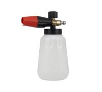 Xgdsnly Pulvérisateur Haute Pression Lance Mousse Mousse Bouteille avec Tube d'Aspiration Connecteur Laiton Contrôle de Densité de Mousse Interface 1/4 Adapté, Buse Rouge, Bouteille Blanche