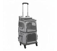 Xgdsnly Sac de Transport à Double Étage Grande Capacité Transporteur à Double Compartiment Ventilée Accessoires Animaux pour Sortie, Gris, Gris
