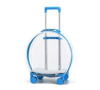 Xgdsnly Sac Transport à roulettes Transparent Valise Multidirectionnel Transporteur pour Animaux pour Chats, Déplacement, Vétérinaire, Bleu