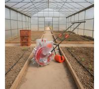 Xgdsnly Semoir à Pousser Réglable Semoir Manuel Robuste Épandeur Graines pour Jardin, Double 6 Becs + Rouleau De Pression, Semoir Et Fertiliseur Intégré