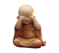 Xgdsnly Statue Moine Bouddha Figurine Sculptée Résine Ornement Décoratif Bébé Créatif Adapté à La Décoration du Salon Maison Bureau Voiture Médita, Yeux cober