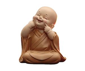 Xgdsnly Statue Moine Bouddha Figurine Sculptée Résine Ornement Décoratif Bébé Créatif Adapté à La Décoration du Salon Maison Bureau Voiture Médita, Sourire