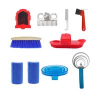 Xgdsnly Supplies Ensemble Entretien Cheval Kit Brosse Peigne Étrille Outils Sabots S Transparent Robustes Poignées Matériaux Métal Tissu Adapté aux Sorties Avant Concours et Entraînements