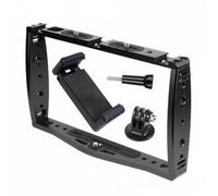 Xgdsnly Support de Caméra Cage Vlog en Alliage d'Aluminium avec Filetages Variés et Système d'Assemblage Rapide Stabilisateur, Noir, Noir + Pince De Téléphone Portable Modèle C
