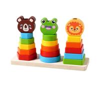 Xgdsnly Wooden Rainbow Stacker Puzzle de Reconnaissance des Formes Jouet Classique d'Empilement Blocs Géométriques Bois Fonction Apprentissage Adapté aux