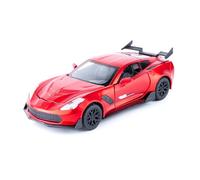XGFFBAGB Modèle De Voiture De Sport en Alliage Moulé sous Pression Z06, Échelle 1:32, Jouet en Métal, Collection Sonore Et Lumineuse, Cadeau(Rosso,with Box)