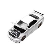 XGFFBAGB Modèle De Voiture en Alliage À L'échelle 1/64 pour GTR R34 Open Cover TM, Décoration De Collection(White,with Box)