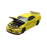 XGFFBAGB Modèle De Voiture en Alliage À L'échelle 1/64 pour GTR R34 Open Cover TM, Décoration De Collection(Yellow,with Box)
