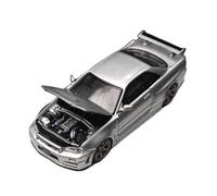 XGFFBAGB Modèle De Voiture en Alliage À L'échelle 1/64 pour GTR R34 Open Cover TM, Décoration De Collection(Silver,No Box)