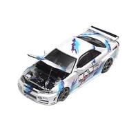 XGFFBAGB Modèle De Voiture en Alliage À L'échelle 1/64 pour GTR R34 Open Cover TM, Décoration De Collection(White D,No Box)