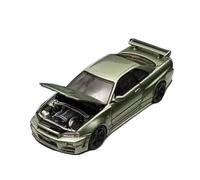 XGFFBAGB Modèle De Voiture en Alliage À L'échelle 1/64 pour GTR R34 Open Cover TM, Décoration De Collection(Green,with Box)