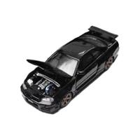 XGFFBAGB Modèle De Voiture en Alliage À L'échelle 1/64 pour GTR R34 Open Cover TM, Décoration De Collection(Black,with Box)