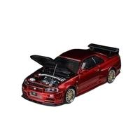 XGFFBAGB Modèle De Voiture en Alliage À L'échelle 1/64 pour GTR R34 Open Cover TM, Décoration De Collection(Rosso,with Box)
