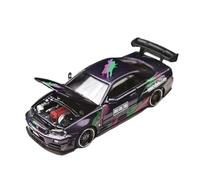 XGFFBAGB Modèle De Voiture en Alliage À L'échelle 1/64 pour GTR R34 Open Cover TM, Décoration De Collection(Black,No Box)