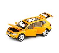 XGFFBAGB Voiture À Tirer en Alliage pour Tiguan L, Modèle 1:32, Jouet À Porte Ouverte(Yellow,with Box)