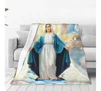 Xgidkew Couverture Vierge Marie - Couverture mère de Dieu - Cadeaux religieux pour femme et homme - Prière chrétienne - Écriture catholique - Couverture décorative en polaire chaude et douce -