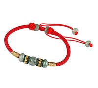Xgimas Bracelet de perles pour homme et femme - Cordon réglable tissé à la main - Perles de jade porte-bonheur - Protection de l'amitié - Bracelet rouge pour filles, garçons, adolescents