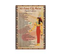 XGINERFEX 42 Laws of Maat 2-Piece Canvas Wall-Art Set, Ancient Egyptian Goddess Ma'at Principles Print for Living Room & Bedroom Decor(Framed,12X18inch(30X45cm))
