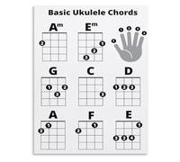 XGINERFEX All Basic Ukulele Chords Poster Complete Beginner Chord Chart Reference Music Room Wall-Art Gift for Player(Framed,08x12inch(20x30cm))