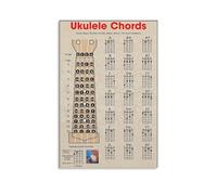 XGINERFEX All-in-One Ukulele & Guitar Chord Poster - Beginner Friendly Fingering Chart and Notes Wall-Art(Framed,12x18inch(30x45cm))