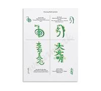 XGINERFEX Ancient Spiritual Symbolism Chart Canvas Wall-Art Wisdom Signs Reference Print for Yoga Room Living Room Decor(Framed,12x18inch(30x45cm))