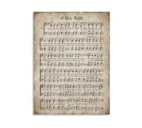 XGINERFEX Antique Style Christmas Poster, O Holy Night Sheet Music Art Print, Nostalgic Holiday Canvas Painting, Festive Wall Decoration(Framed,08x12inch(20x30cm))