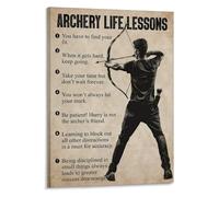 XGINERFEX Archery Life Lessons Canvas Print Vintage Style Wall-Art Poster Focus Precision Discipline Gift for Archer Hunter Man Cave Decor(Framed,16x24inch(40x60cm))