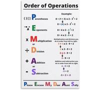XGINERFEX Basic Math Formulas Poster, Order of Operations PEMDAS Chart for Classroom Decor, Aesthetic Teacher Appreciation Gift for Math Educators(Framed,08x12inch(20x30cm))