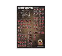 XGINERFEX Beef Cuts Butcher Chart Educational Poster Kitchen Wall-Art Canvas Print Meat Lover Gift Home Decor