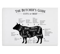 XGINERFEX Beef Cuts Chart Poster - Butcher's Guide to Steak & Roast Cuts | Educational Kitchen Wall-Art for Home Cooks, Grill Masters, Restaurant Decor(Framed,16x24inch(40x60cm))
