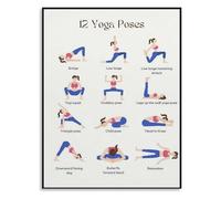 XGINERFEX Beginner Yoga Poses Poster 12 Essential Asanas Guide Canvas Wall-Art for Home Practice Studio Wall Decor Gift Idea(Unframed,08x12inch(20x30cm))