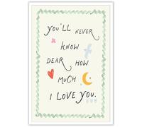 XGINERFEX Boho Nursery Wall-Art, You'll Never Know Dear How Much I Love You Quote, Colorful Minimalist Print for Girl Boy Shower, Parent Gift(Framed,16x24inch(40x60cm))