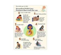 XGINERFEX Breastfeeding and Latch Positions Guide Poster for Mothers Canvas Wall-Art Nursery Room Decor Educational Mom Shower Gift(Unframed,16x24inch(40x60cm))