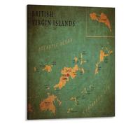 XGINERFEX Caribbean Map British Virgin Islands Wall-Art Poster Home Office Decor(Unframed,12x18inch(30x45cm))