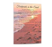 XGINERFEX Christian Footprints In The Sand Wall-Art - Retro Scripture Poem Canvas Poster, Encouraging Gift for Faith-Based Home and Prayer Room Decor(Framed,12x18inch(30x45cm))
