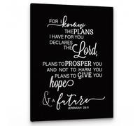 XGINERFEX Christian Inspirational Canvas - Jeremiah 29:11 "For I Know The Plans Wall-Art Print, Scripture Poster for Home Office and Church(Framed,16x24inch(40x60cm))