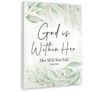 XGINERFEX Christian Wall-Art with Psalm 46:5 - God is Within Her She Will Not Fall Inspirational Scripture Print on Canvas for Home, Office, Church Decor(Unframed,16x24inch(40x60cm))
