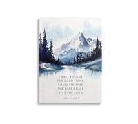 XGINERFEX Christian Watercolor Canvas Art I Have Fought The Fight Scripture 2 Timothy 4:7, Quote Wall Decor for Office Home Gift(Framed,12x18inch(30x45cm))