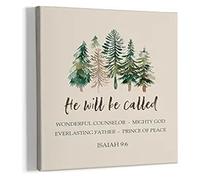 XGINERFEX Christmas Wall Decor He Will Be Called Isaiah 9 6 Bible Verse Art for Living Room(Framed,08x12inch(20x30cm))