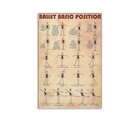 XGINERFEX Classical Ballet Positions Poster - Basic Steps & Poses Educational Chart - Vintage Style Wall Art for Dance Studio, Classroom, Ballet Lover‘s Home(Framed,08x12inch(20x30cm))