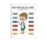 XGINERFEX Classroom Wall Decor French English Body Parts Poster Bilingual Learning Chart for Homeschool Language Educational Art(Unframed,12x18inch(30x45cm))