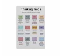 XGINERFEX Cognitive Distortions Chart, Psychology Poster on 12 Common Thinking Traps, Informative Canvas Art for Counseling Office or Library(Unframed,12x18inch(30x45cm))