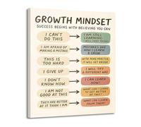 XGINERFEX Counseling Office Decor Growth Mindset Canvas Wall-Art Boho Prints for Classroom and School(Framed,16x24inch(40x60cm))