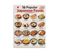 XGINERFEX Cuisine Food Guide Illustrated Poster Sushi Ramen Wall-Art Canvas Print for Kitchen Decor Home Art(Framed,12x18inch(30x45cm))
