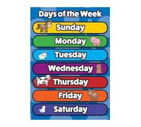 XGINERFEX Days of the Week Poster for Learning, Laminated Educational Chart for Classroom Wall Decor, Preschool Kindergarten Homeschool Teacher Aid(Unframed,08x12inch(20x30cm))