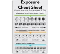 XGINERFEX Digital Photography Poster Exposure Cheat Sheet Quick Reference Guide for DSLR Mirrorless Cameras Canvas Wall-Art Print Decor(Framed,16x24inch(40x60cm))